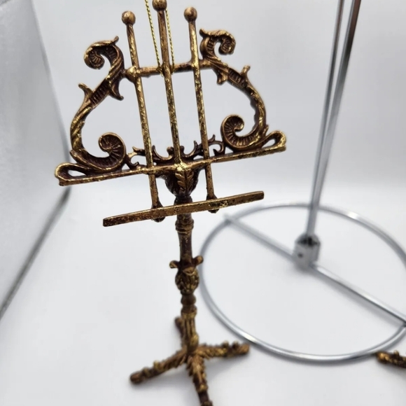 Christmas Ornament, Set of 2 music stands, Gold - Picture 2 of 8